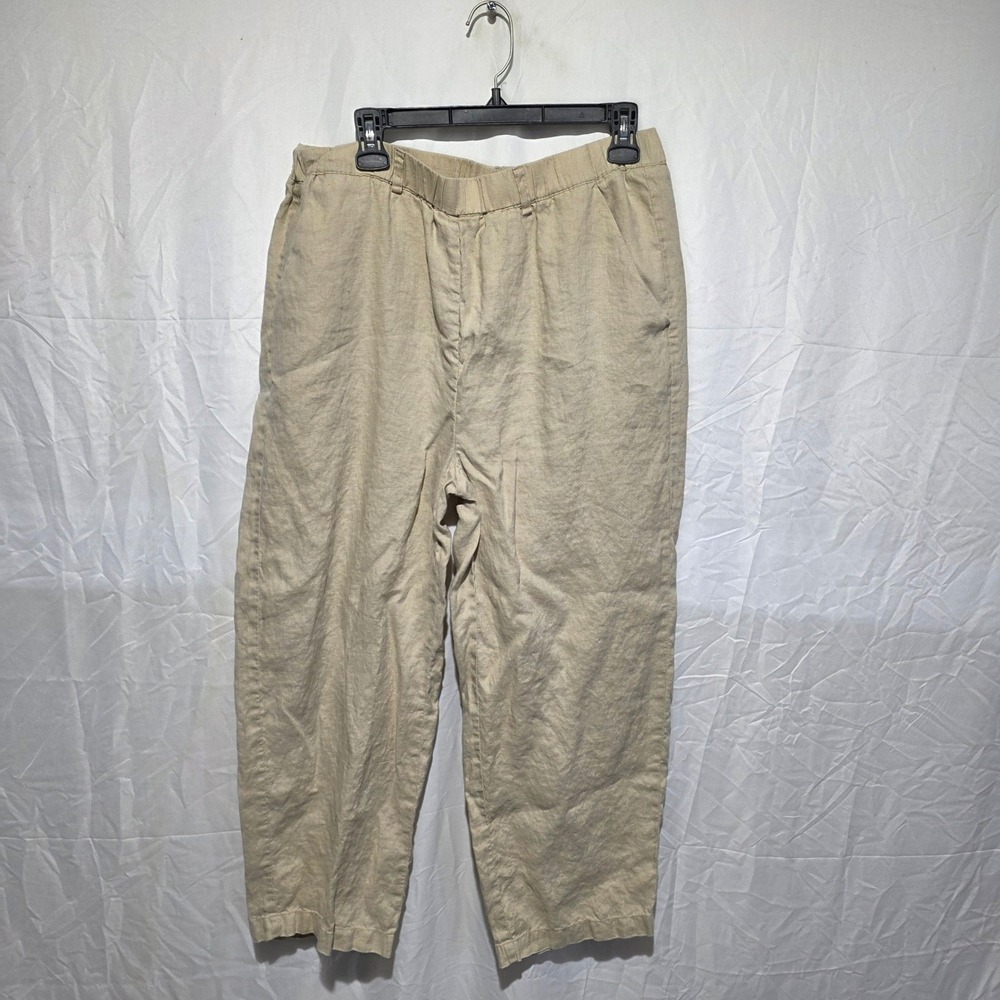 Quince 100% European Linen Pants Large Sand Beige Elastic Waist JDA01 SP/24